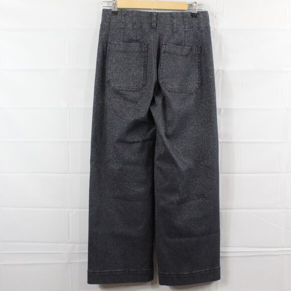 Maeve Jeans Womens 25 The Colette Sparkle Denim Cropped Wide Leg Black Pockets - Picture 8 of 16